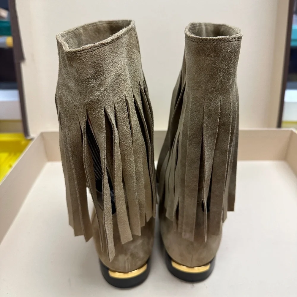 Exploded Check Pattern Suede Boots - Picture 5 of 8